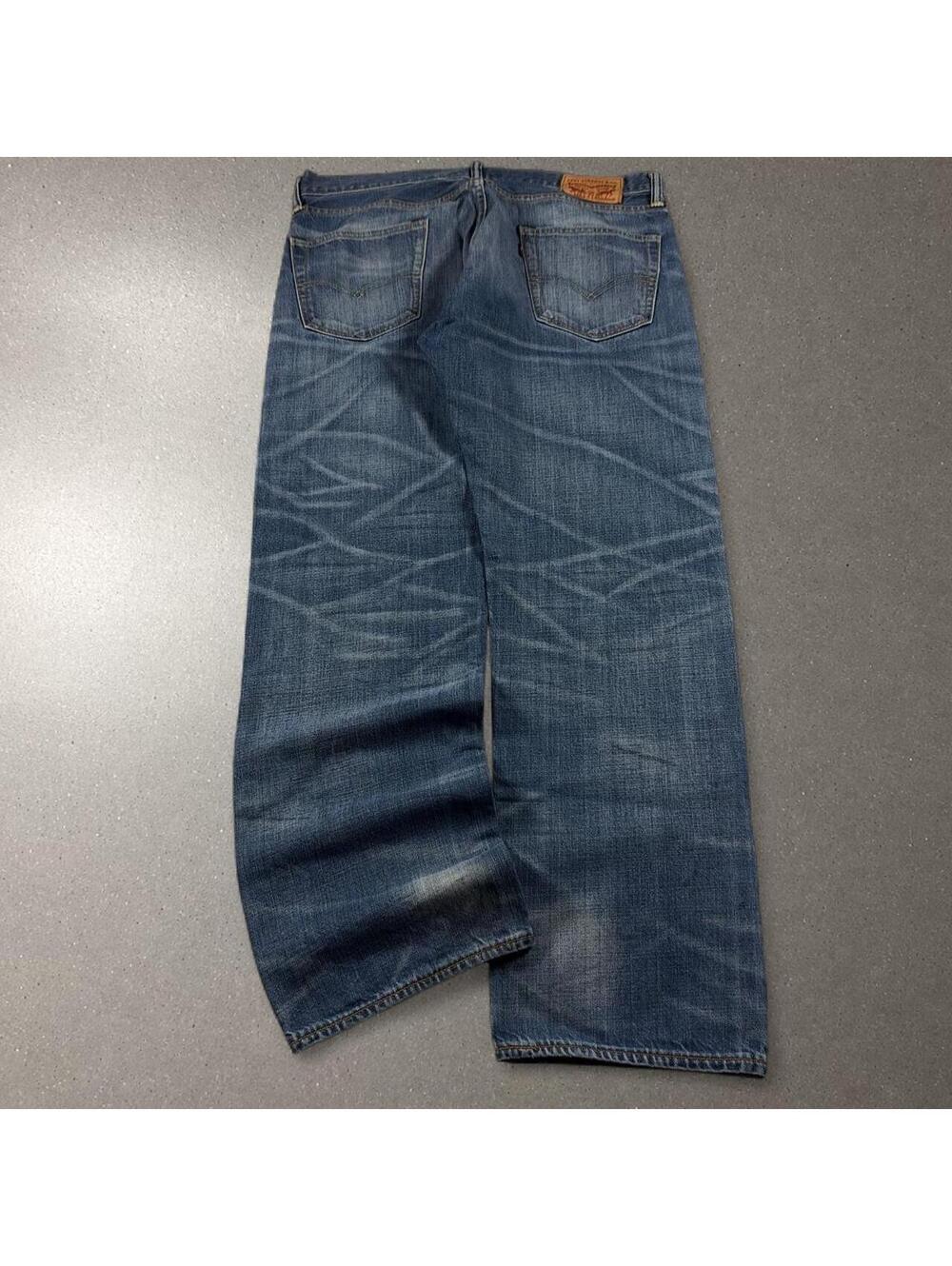 Y2K Grunge Rockstar Archive Levi’s 504 Straight Leg Faded Jeans - Fits 34x29! - Picture 2 of 7